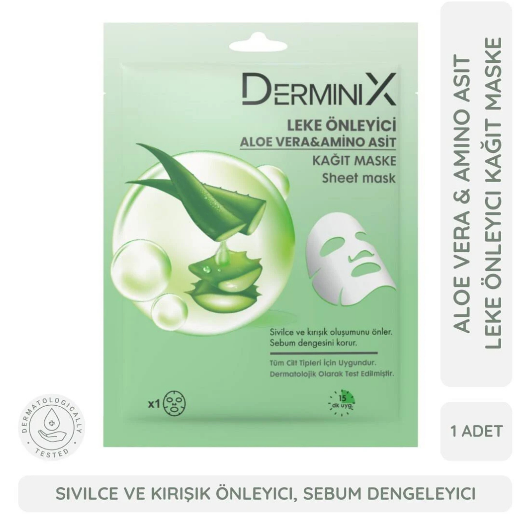 Derminix Kağıt Maske 25gr. Leke Önleyici Aloe Vera