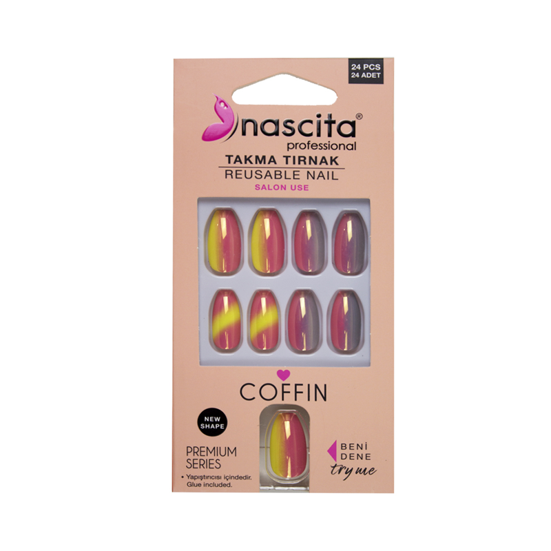 Nascıta 24'Lü Renkli Takma Tırnak Coffın 00184