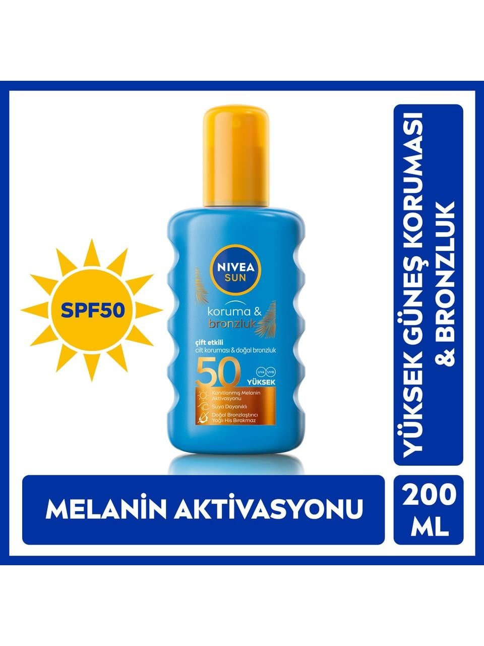 Nivea Sun Sprey 200ml. Koruma&Bronzluk 50F 85450