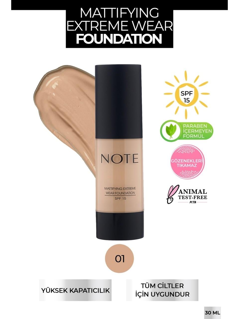 Note Mattifying Extreme Wear Foundation 01
