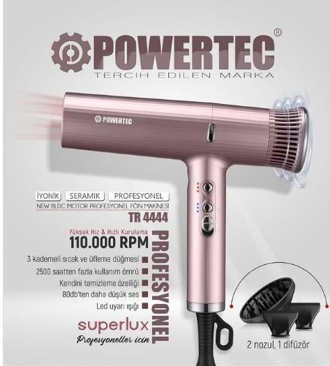 Powertec Superlux Ionıc Fön Makinesi tr 4444 c