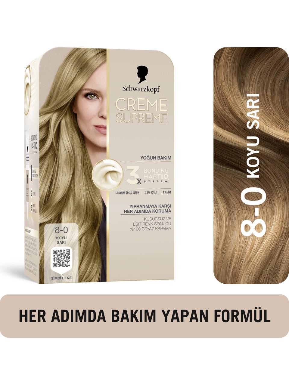 Schwarzkopf Creme Supreme Kit Boya 8-0 Koyu Sarı