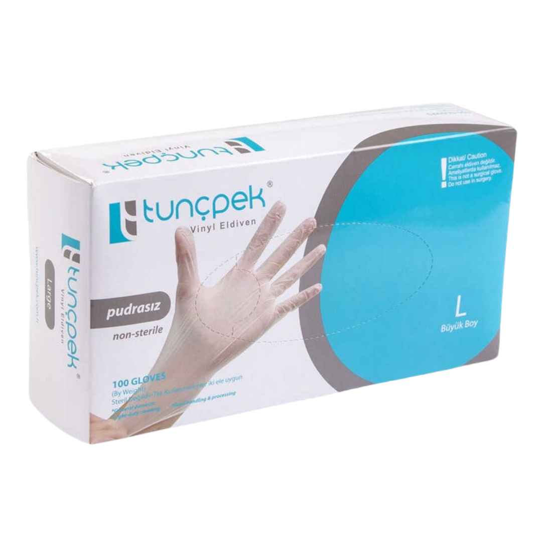 Tunçpek Vinil Eldiven Pudrasız L Büyük Boy 100pcs