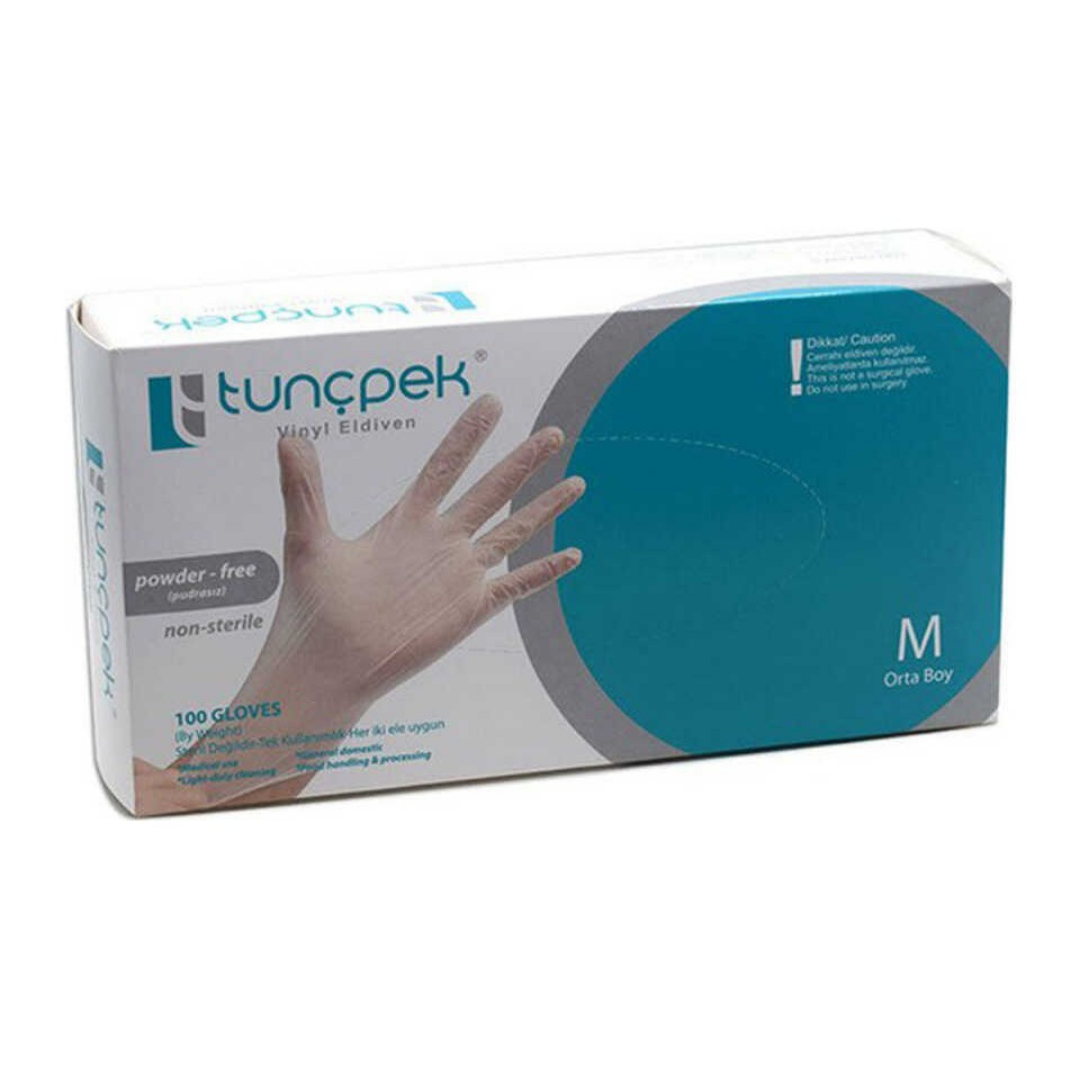 Tunçpek Vinil Eldiven Pudrasız M Orta Boy 100pcs