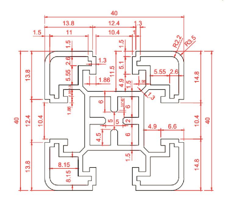 40X40 Eloksalli Si̇gma Alümi̇nyum Profi̇l Ekonomi̇k Seri̇ 1