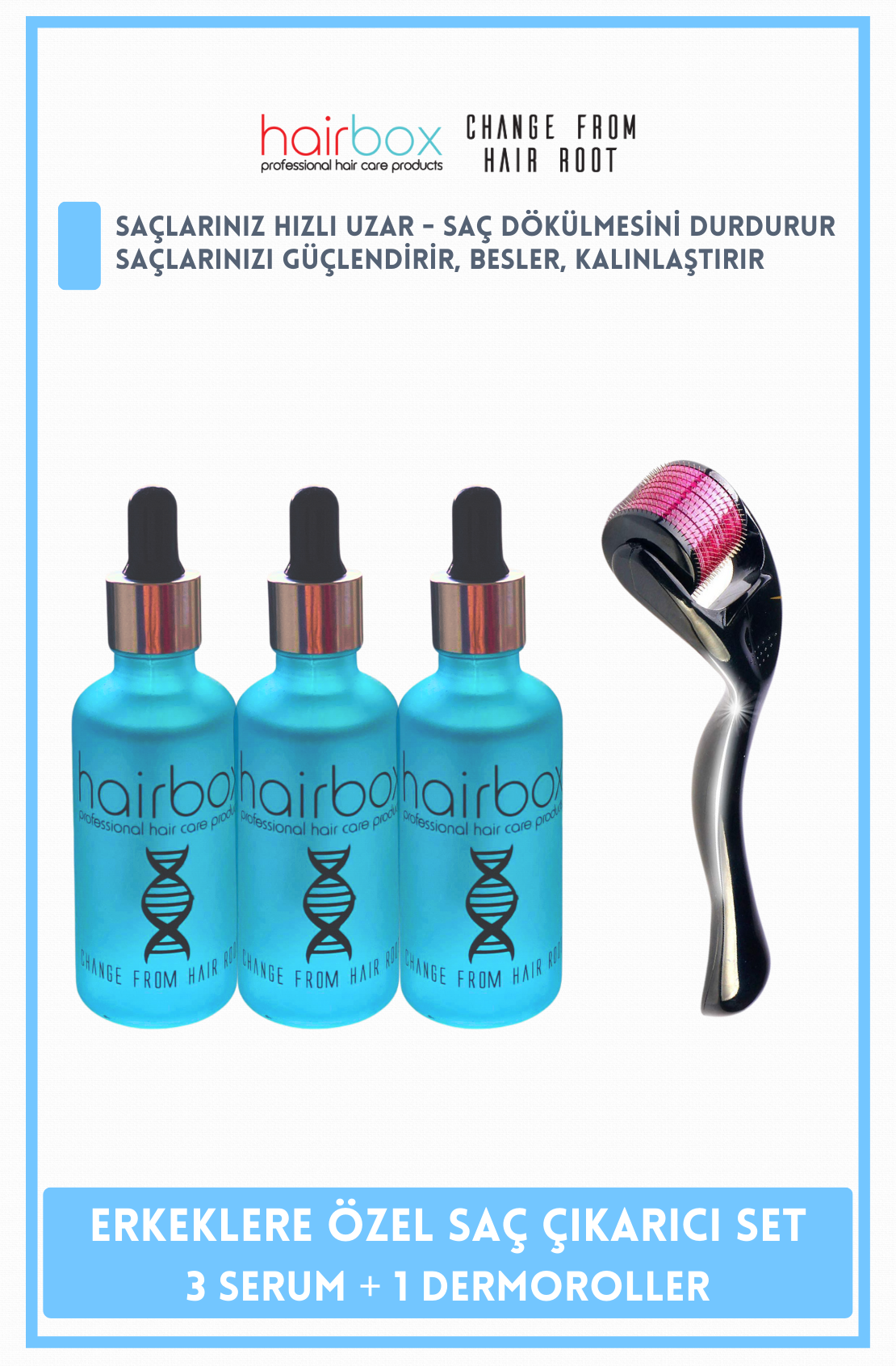 Hairbox Erkek Saç Serumu (3 Adet Serum + Dermoroller Hediye) Hairbox Erkek Saç Serumu (3 Adet Serum + Dermoroller Hediye)