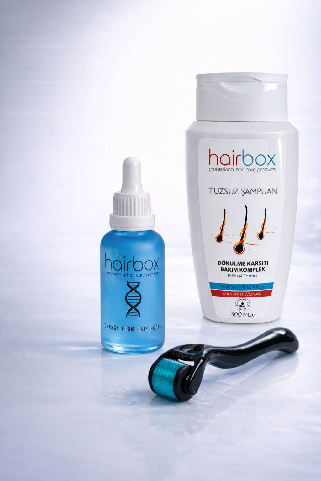 Hairbox Erkek Saç Serumu (Serum + Şampuan + Roller)