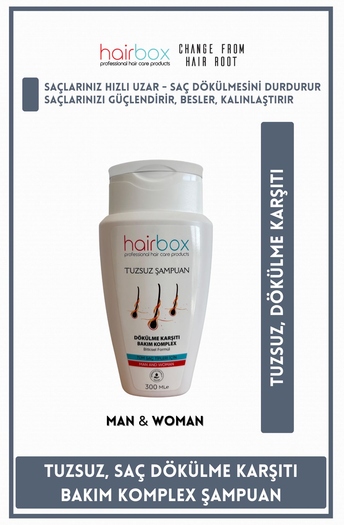 Hairbox Erkekler İçin Şampuan, Saç Dökülmesi Karşıtı, Saç Bakımı, Erkekler İçin Özel Saç Sertliği