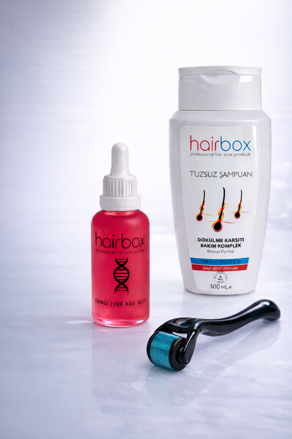 Hairbox Saç Serumu (1 Adet Serum, 1 Adet Şampuan, 1 Adet Roller)