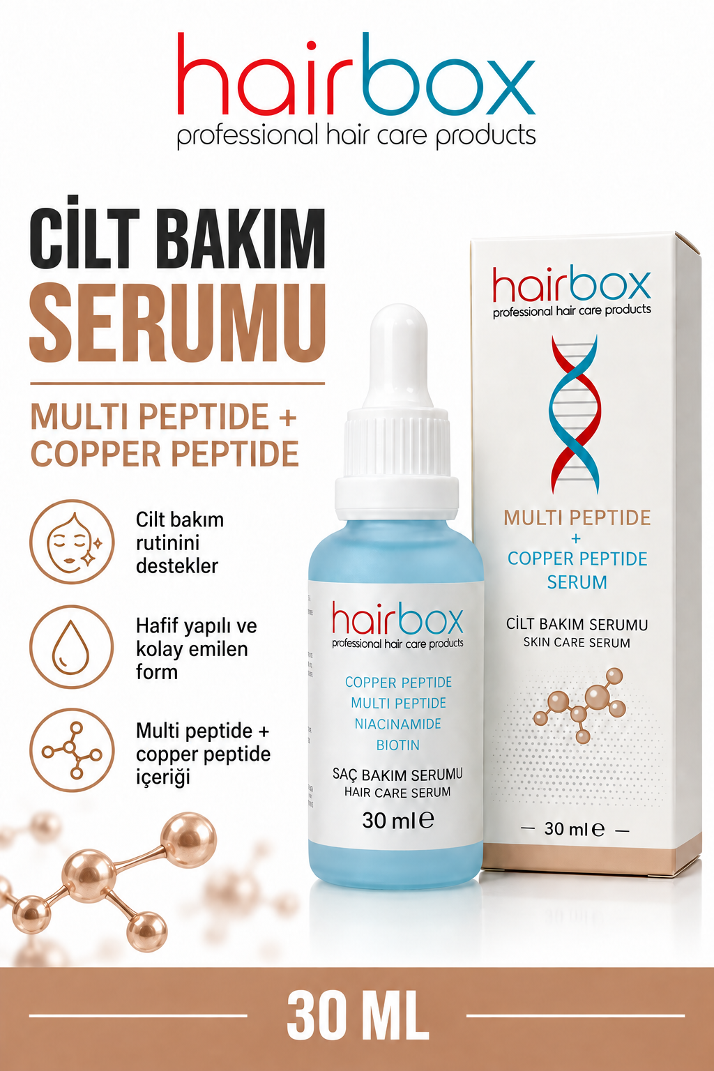 Multi Peptit + Bakır Peptit - Cilt Bakım Serumu 30 ml