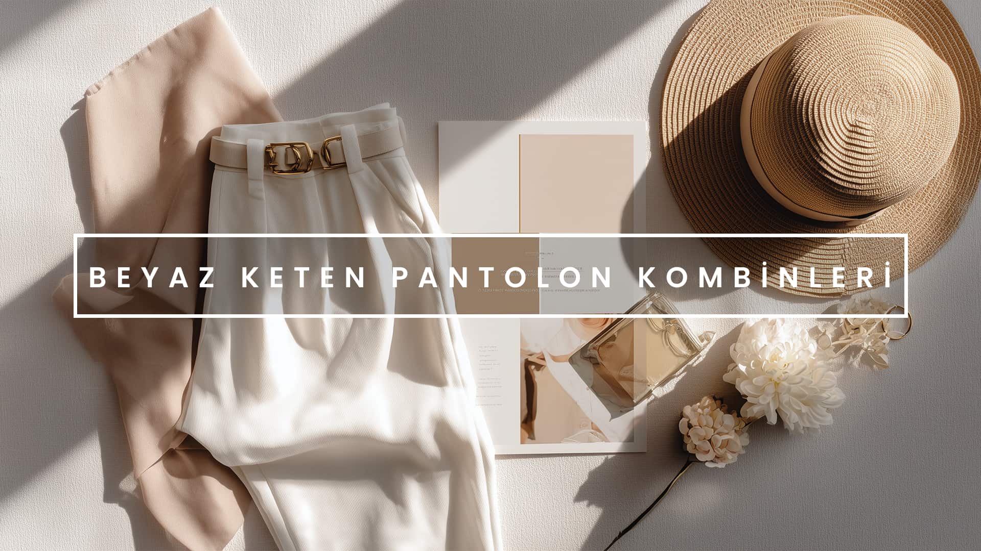 beyaz keten pantolon kombinleri