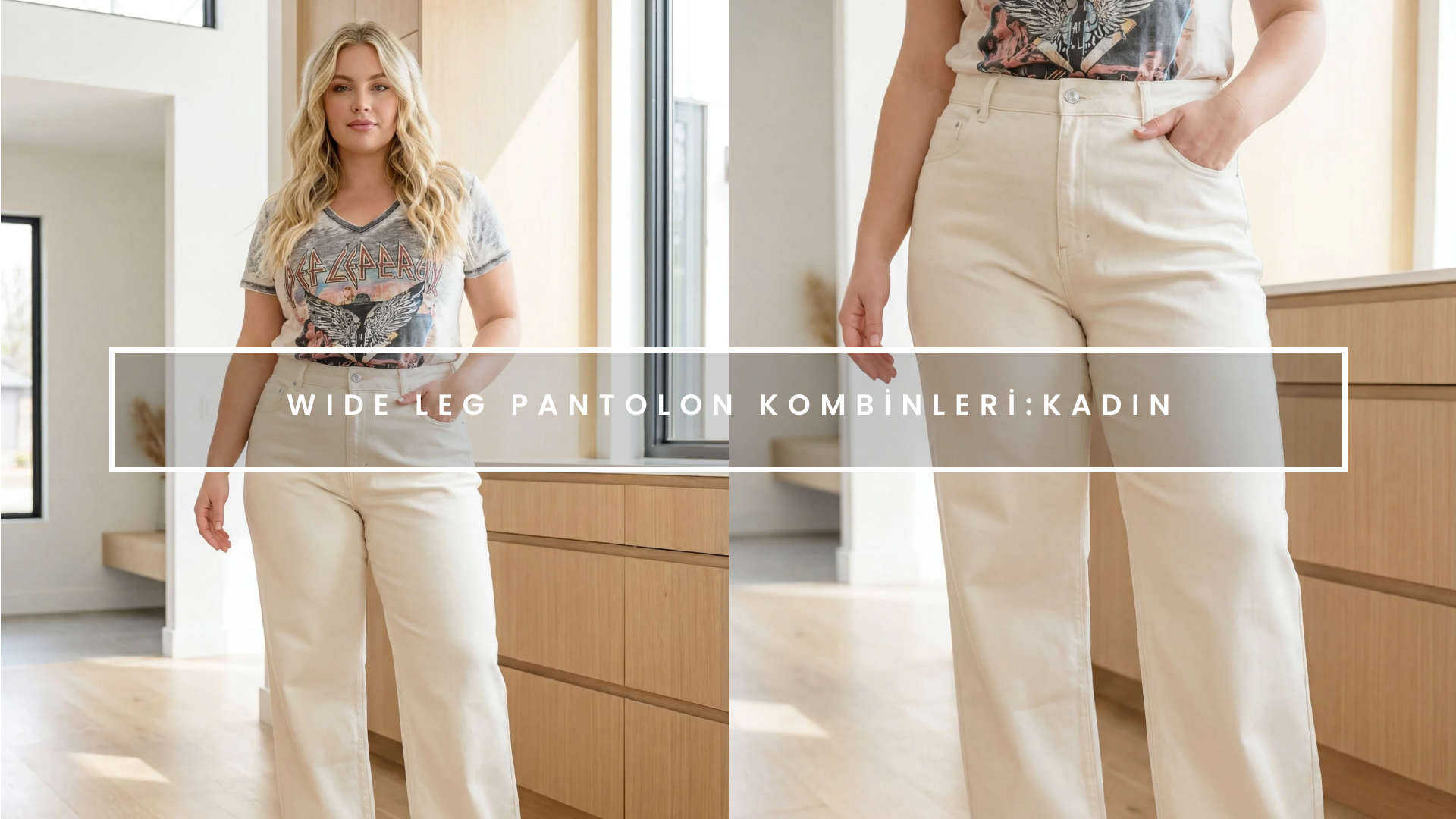 kadın wide leg pantolon kombini