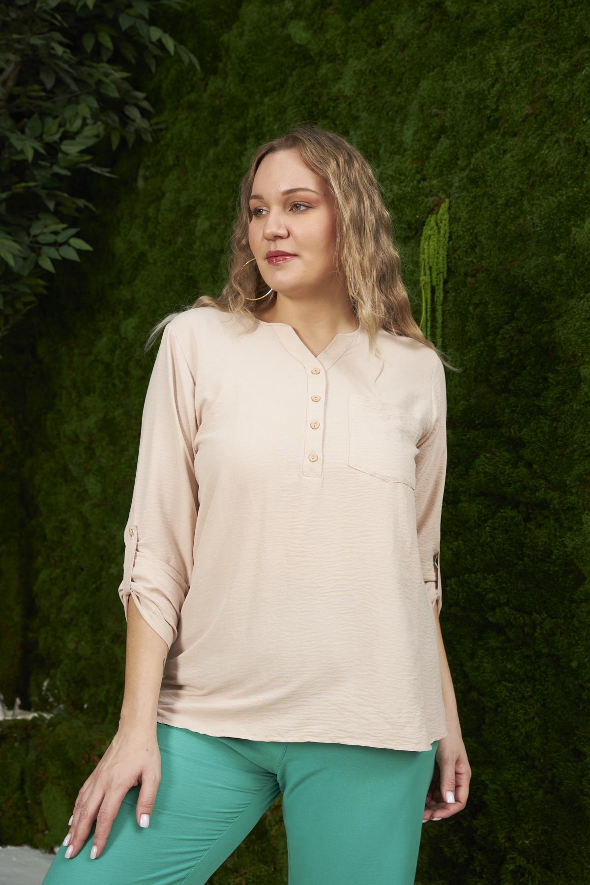 Rmg Hakim Yaka Vizon Büyük Beden Bluz