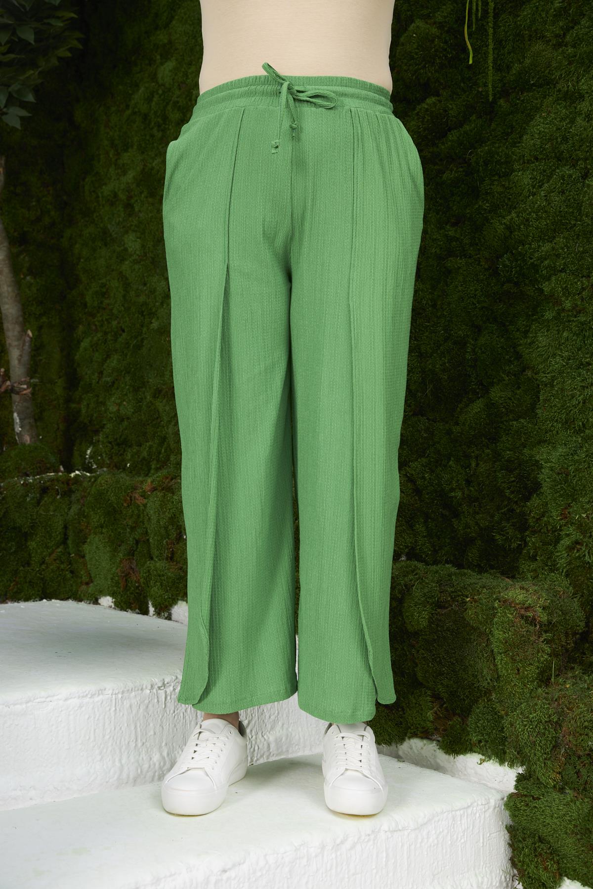 Rmg Bel Bağcık Detaylı Yırtmaçlı Büyük Beden Benetton Bürümcük Pantolon