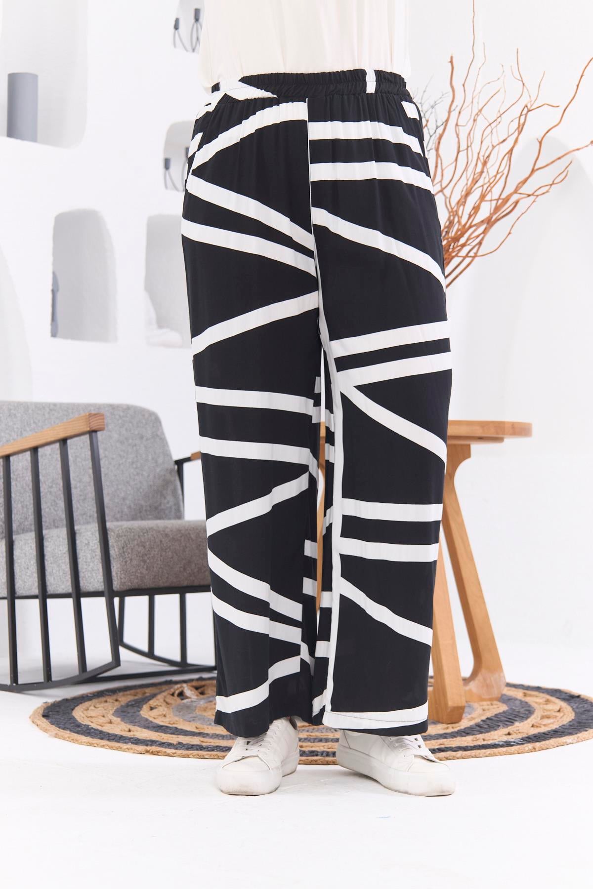 Rmg Büyük Beden Siyah Viskon Pantolon