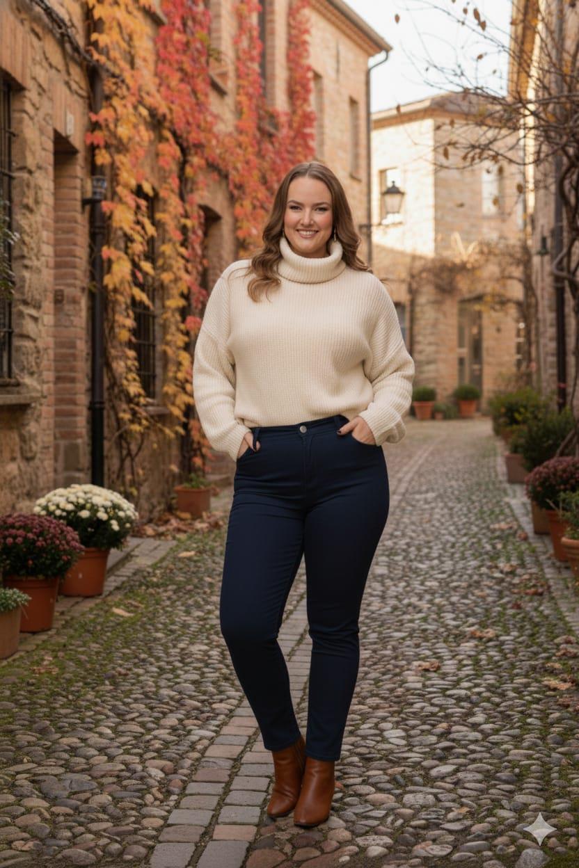 Büyük Beden Lacivert Pamuk Pantolon