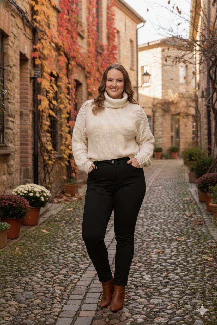 Büyük Beden Siyah Pamuk Pantolon