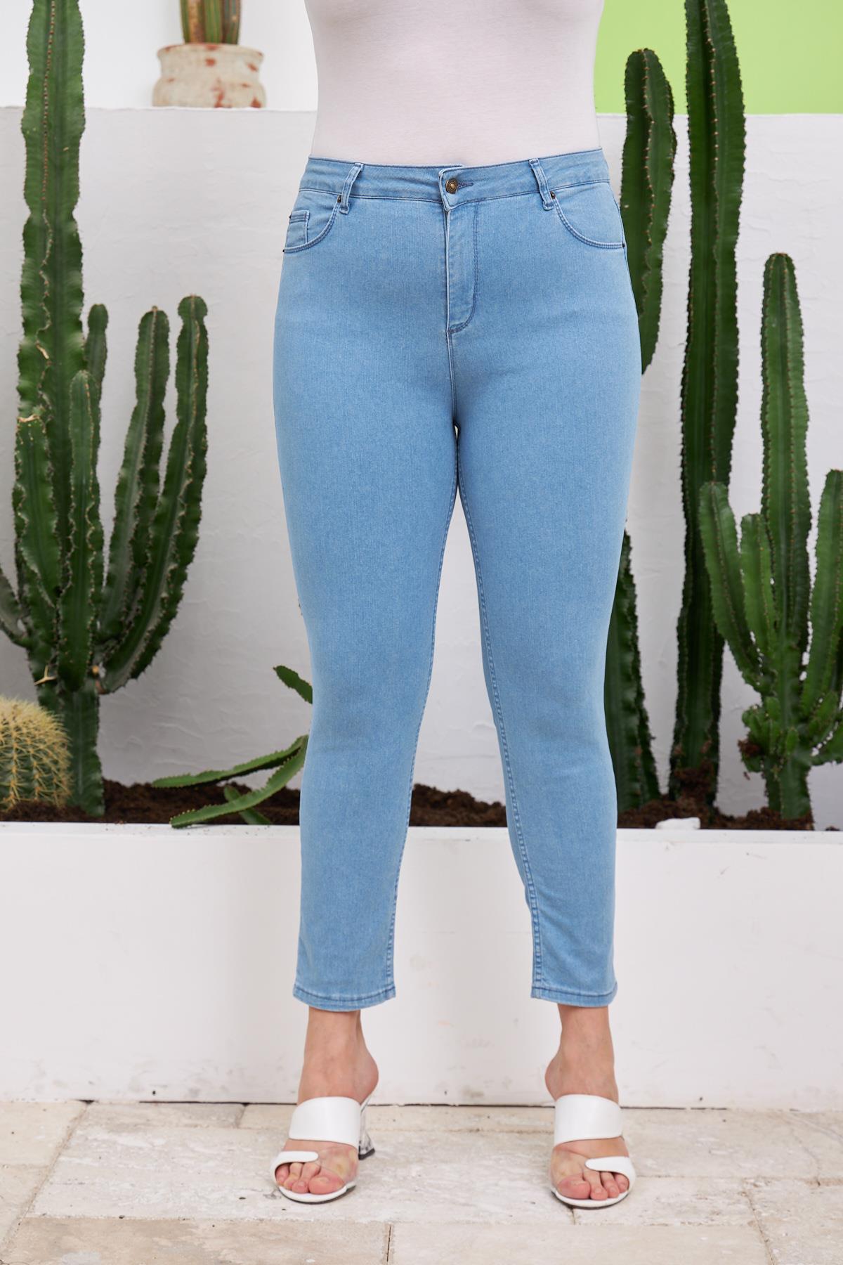 RMG Büyük Beden Kim.Buz Mavi Pantolon