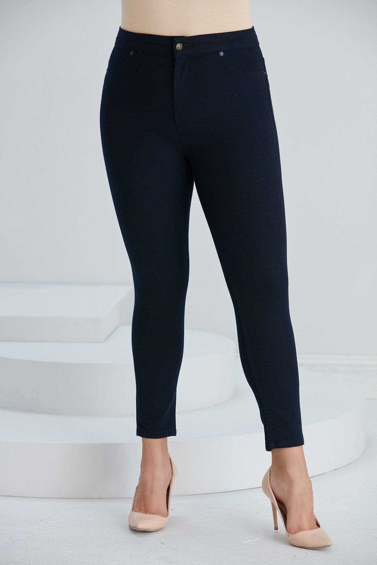 RMG Cep Detaylı Büyük Beden Pamuk Pantolon Lacivert