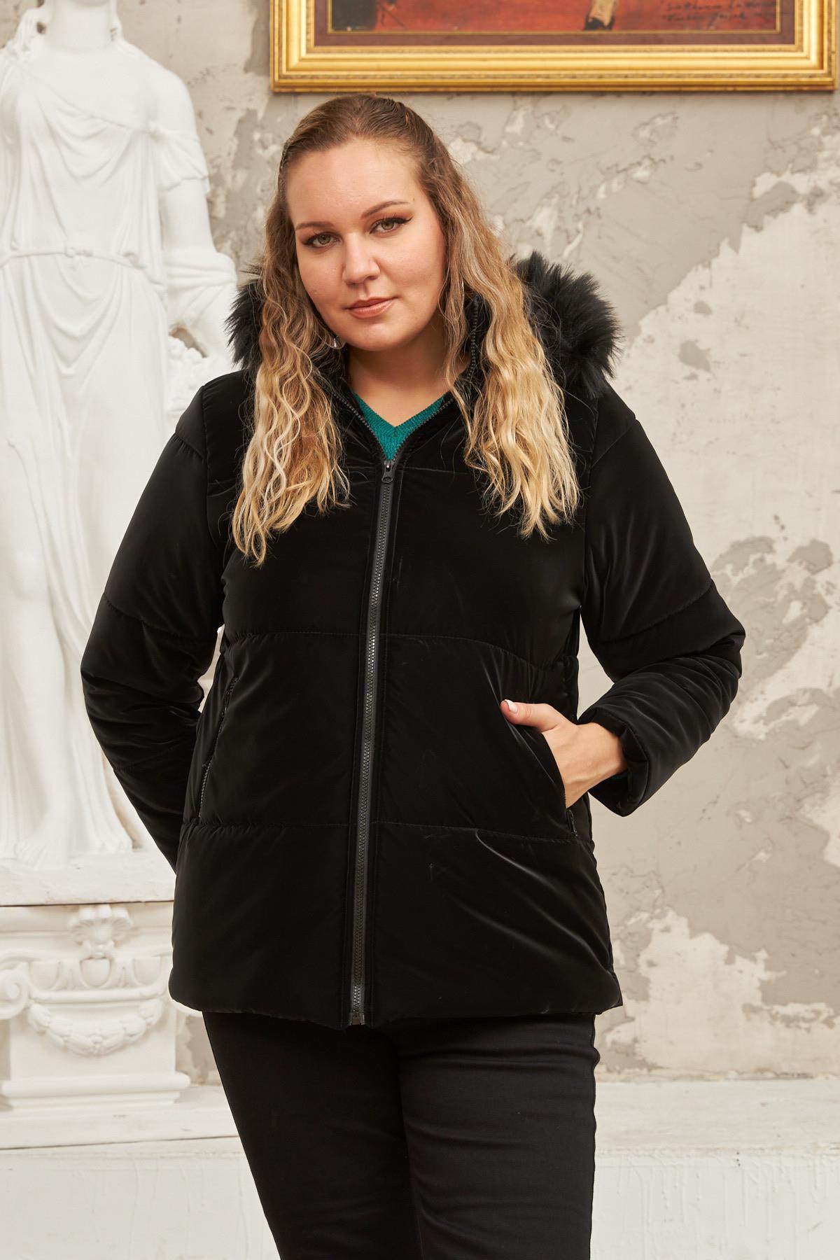 Rmg Kapşonlu Mat Kumaş Büyük Beden Siyah Şişme Mont