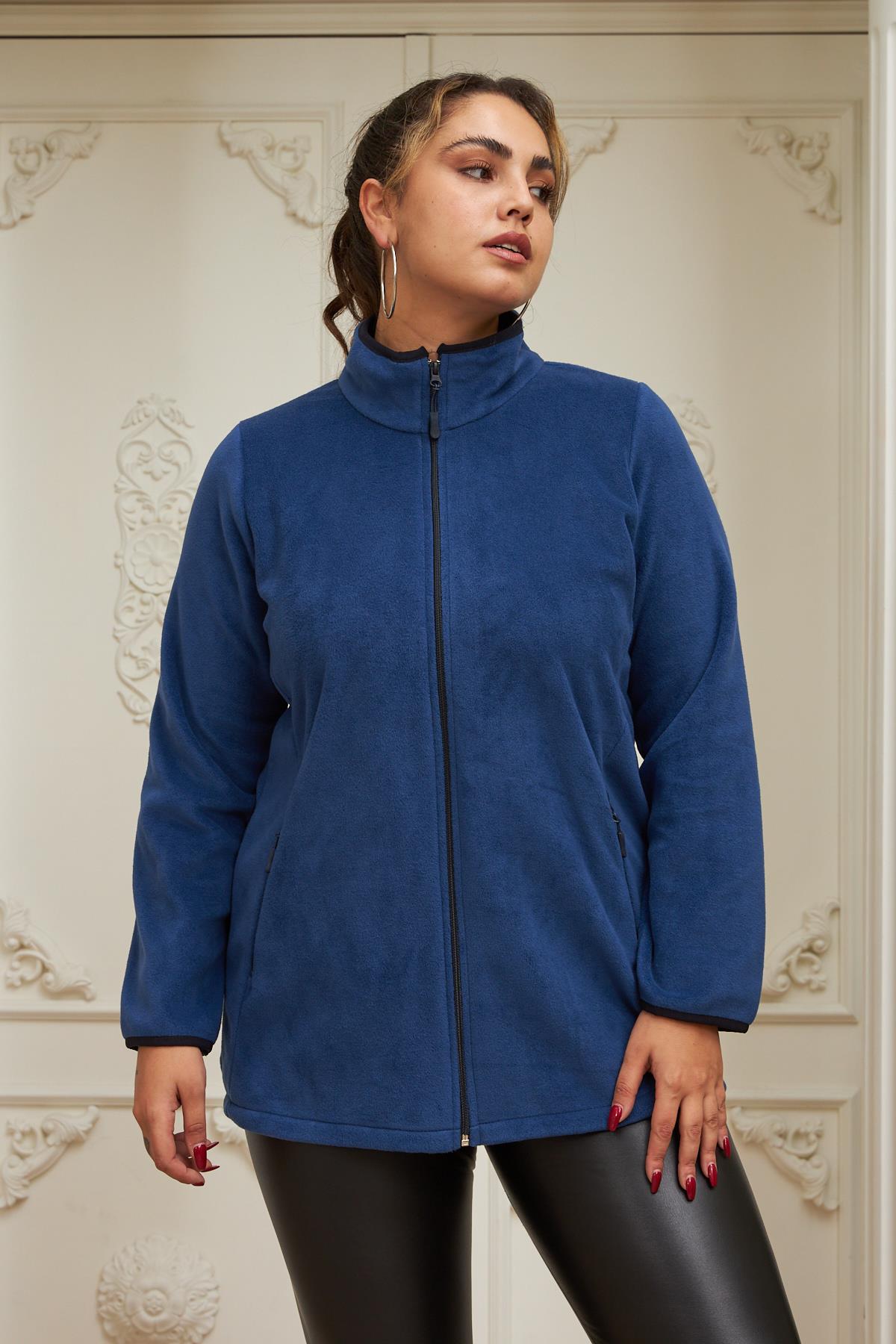 Rmg Kol Biye Detaylı Büyük Beden İndifo Polar