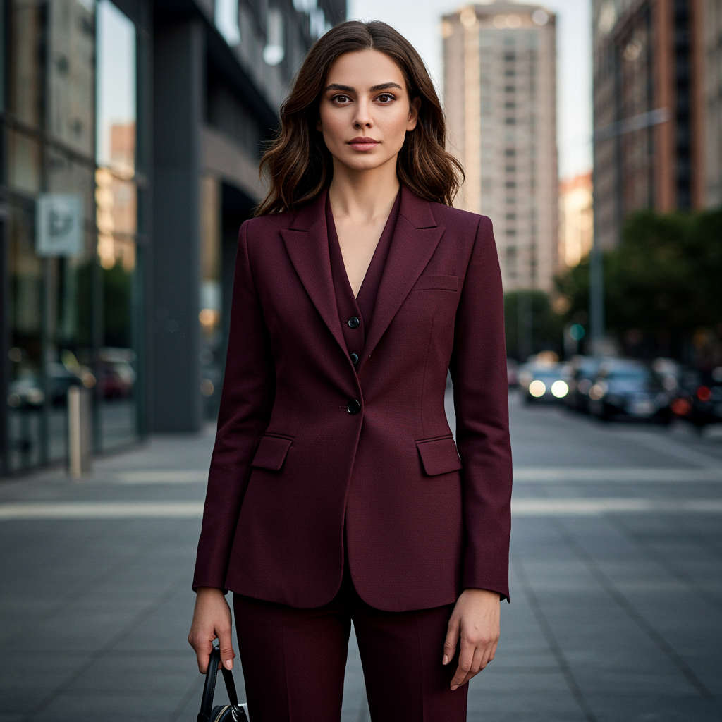 Gri Triko İle Bordo Etek Veya Pantolon Kombini