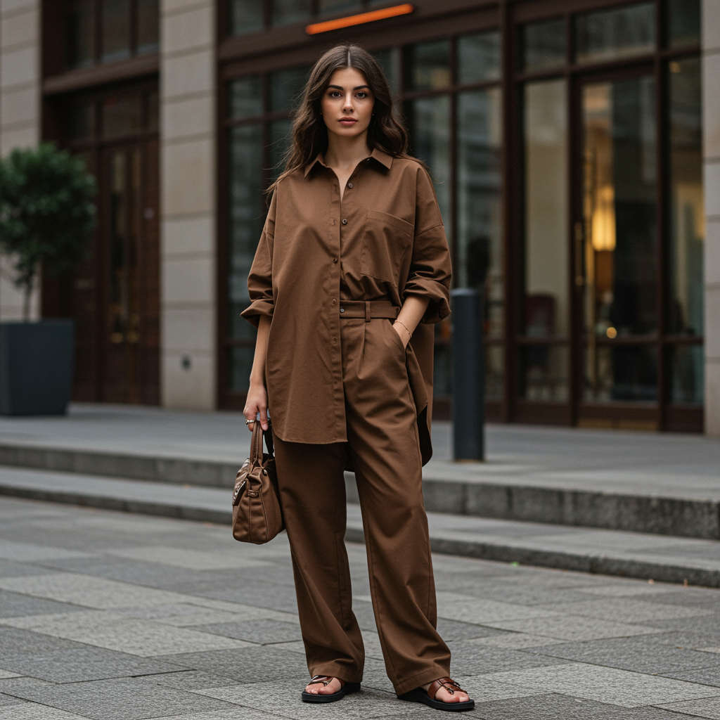 Mavi Jean İle Kahverengi Gömlek Kombini