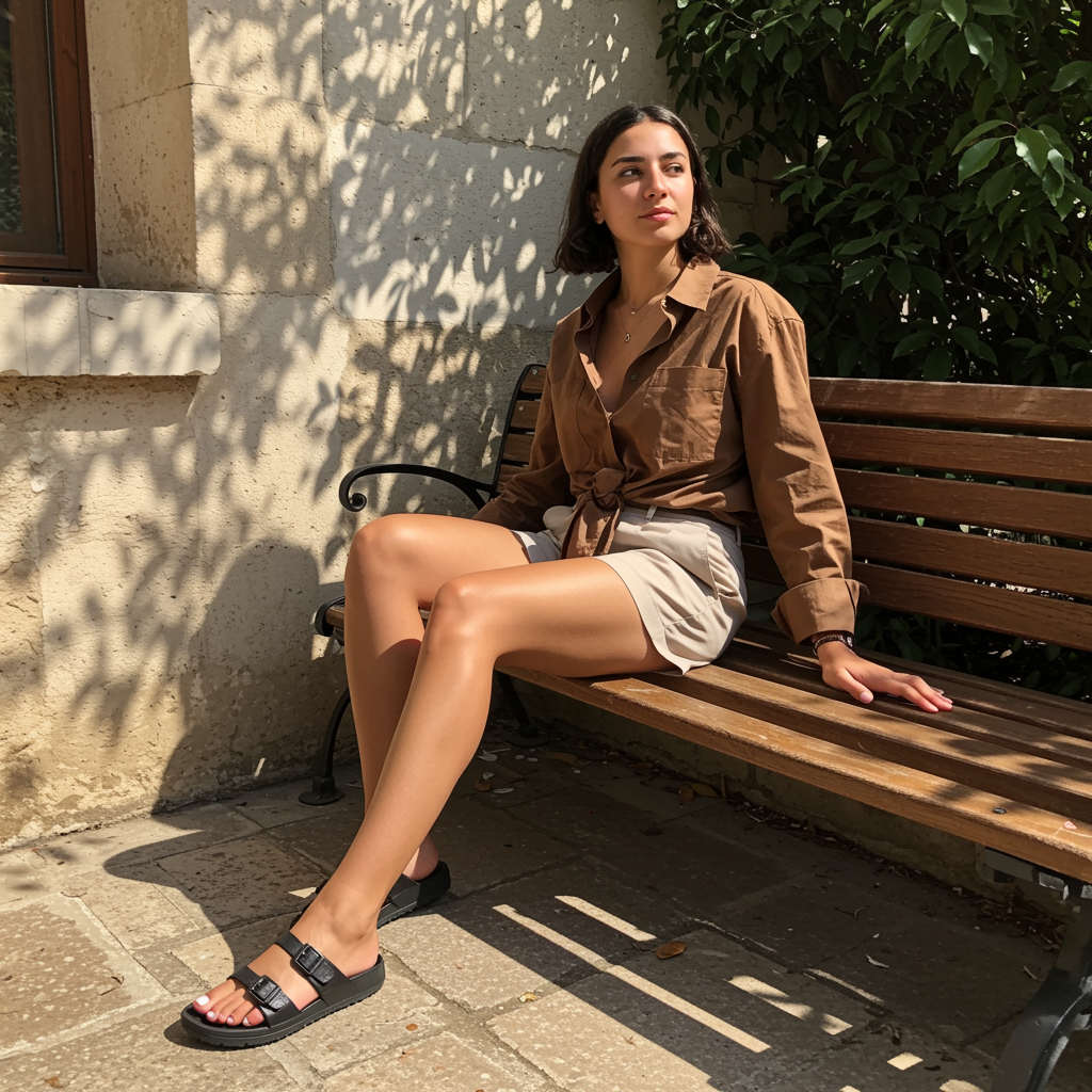 Beyaz Pantolon İle Kahverengi Gömlek Kombini