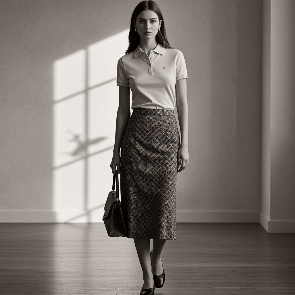 Etek İle Polo Yaka Tişört Kombin  