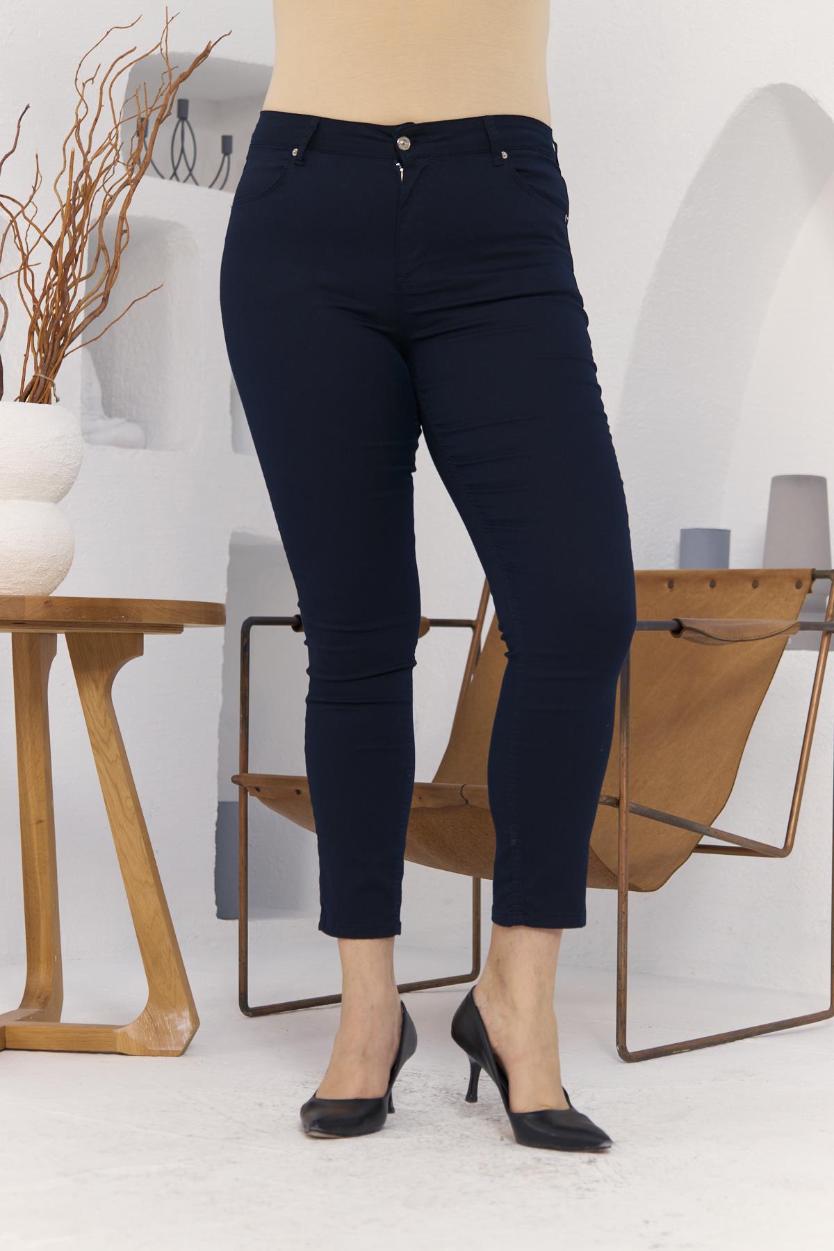 Rmg Bilek Paça Büyük Beden Lacivert Battal Pamuk Pantolon