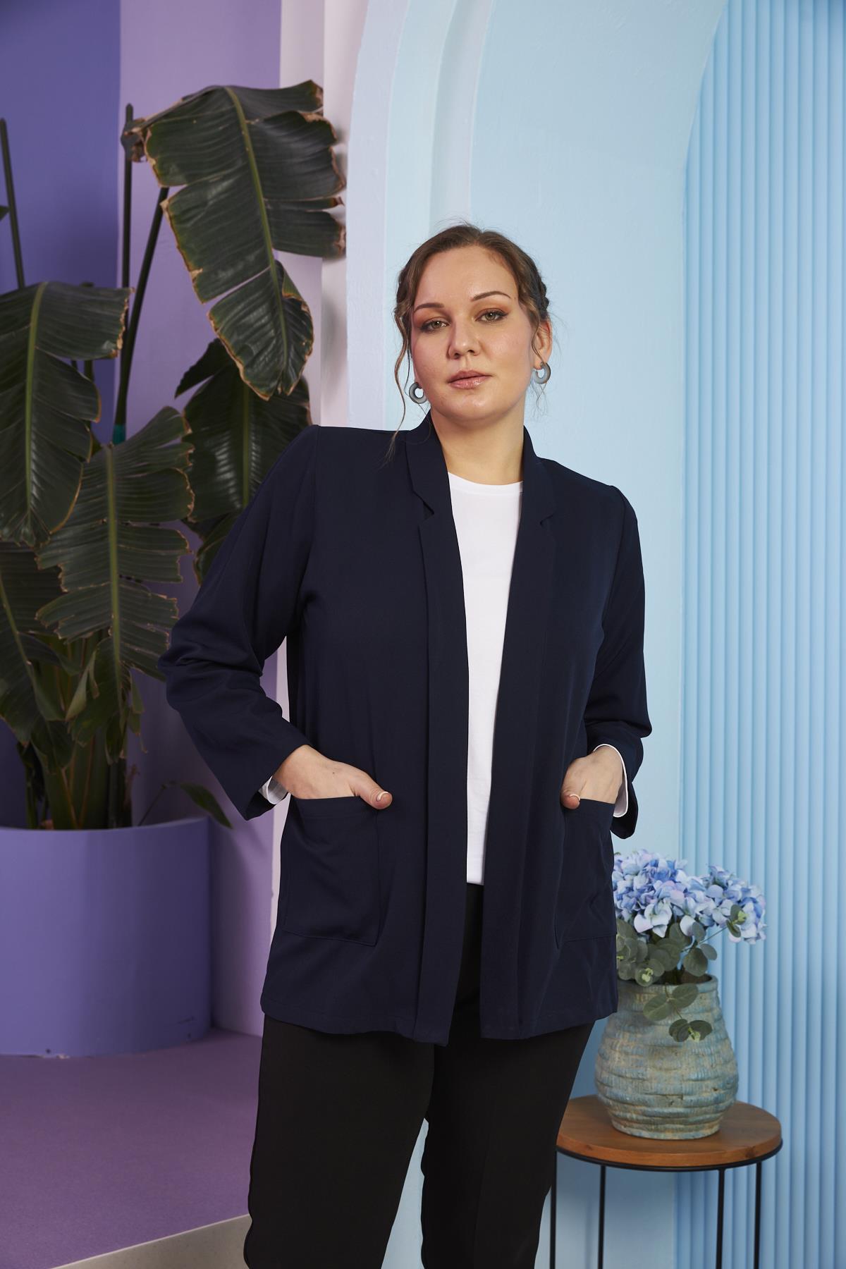 Büyük Beden Lacivert Ceket