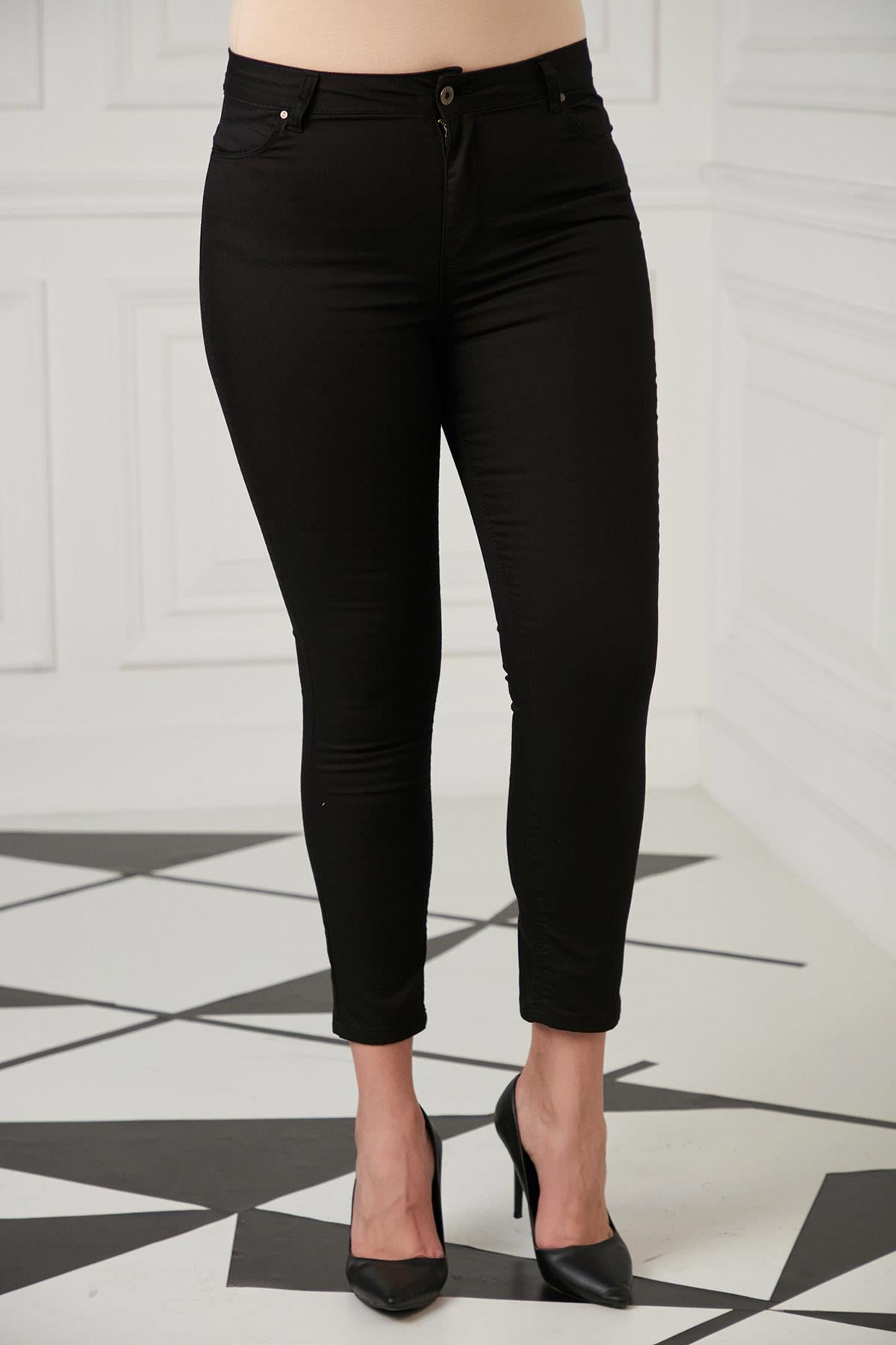 Rmg Bilek Paça Büyük Beden Siyah Battal Pamuk Pantolon