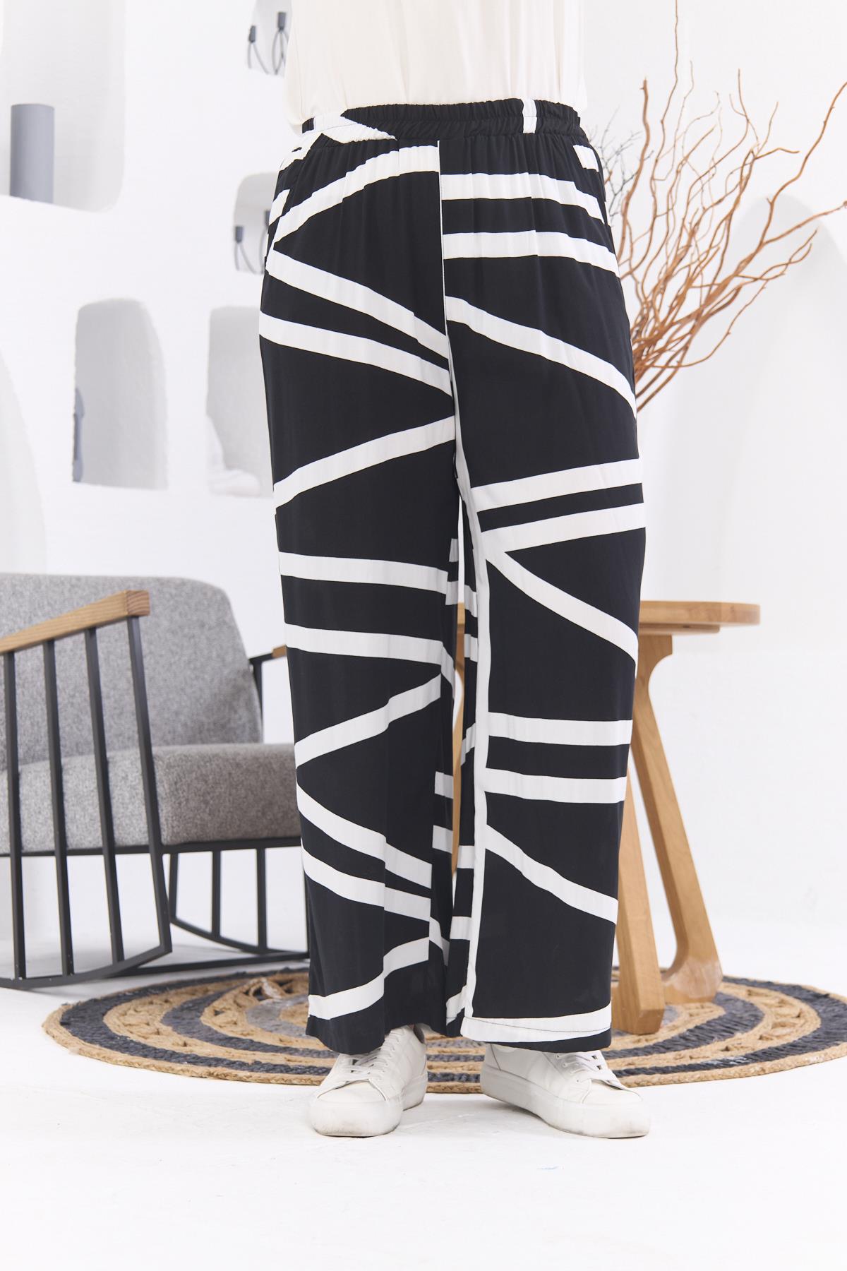 Büyük Beden Siyah Viskon Pantolon