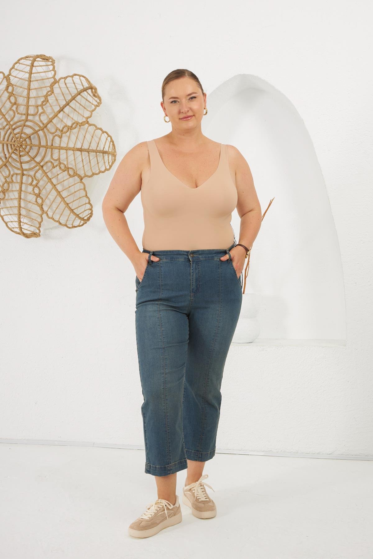 Büyük Beden Denim Pantolon Kim Mavi