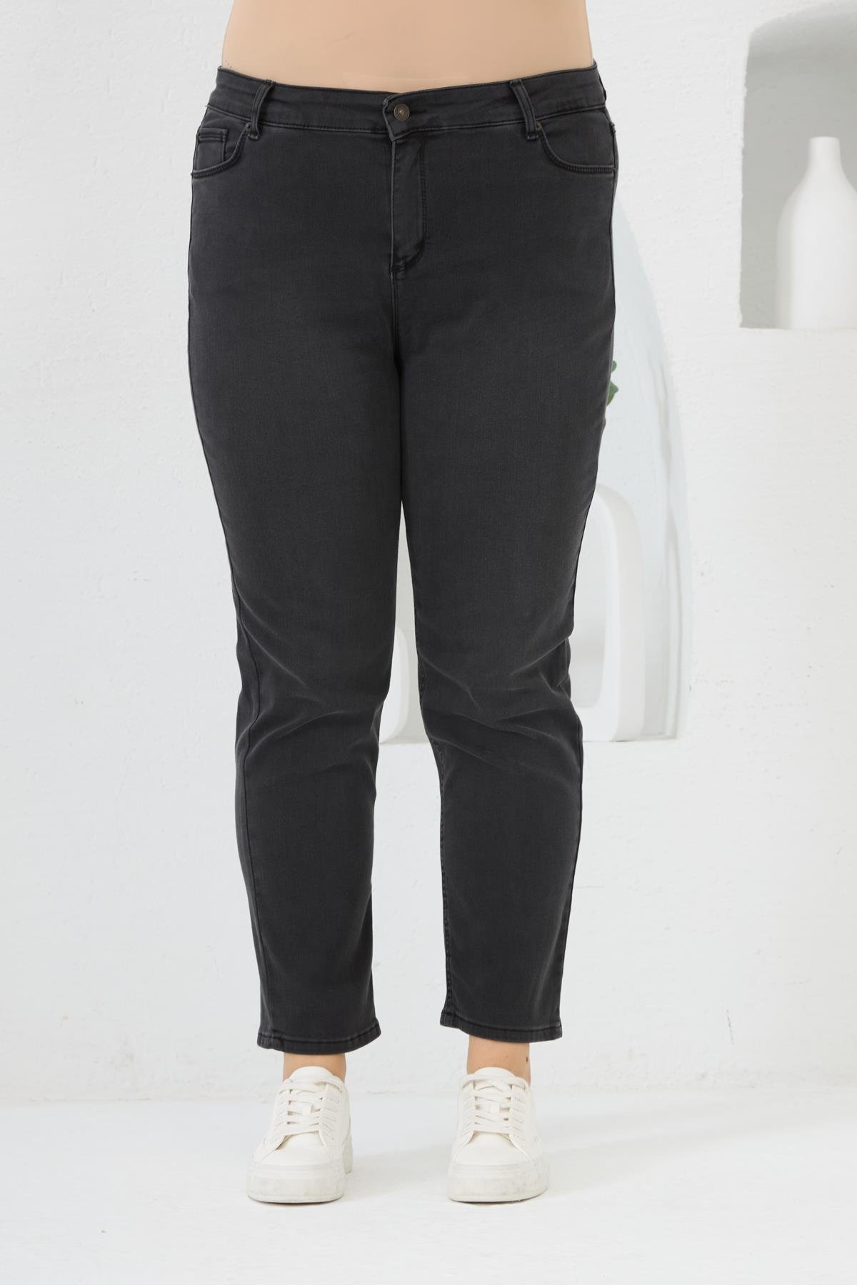 Büyük Beden Kot Pantolon Füme