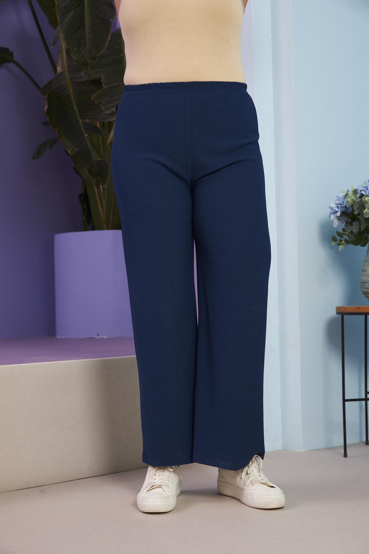 Bürümcük Kumaş Büyük Beden Lacivert Pantolon