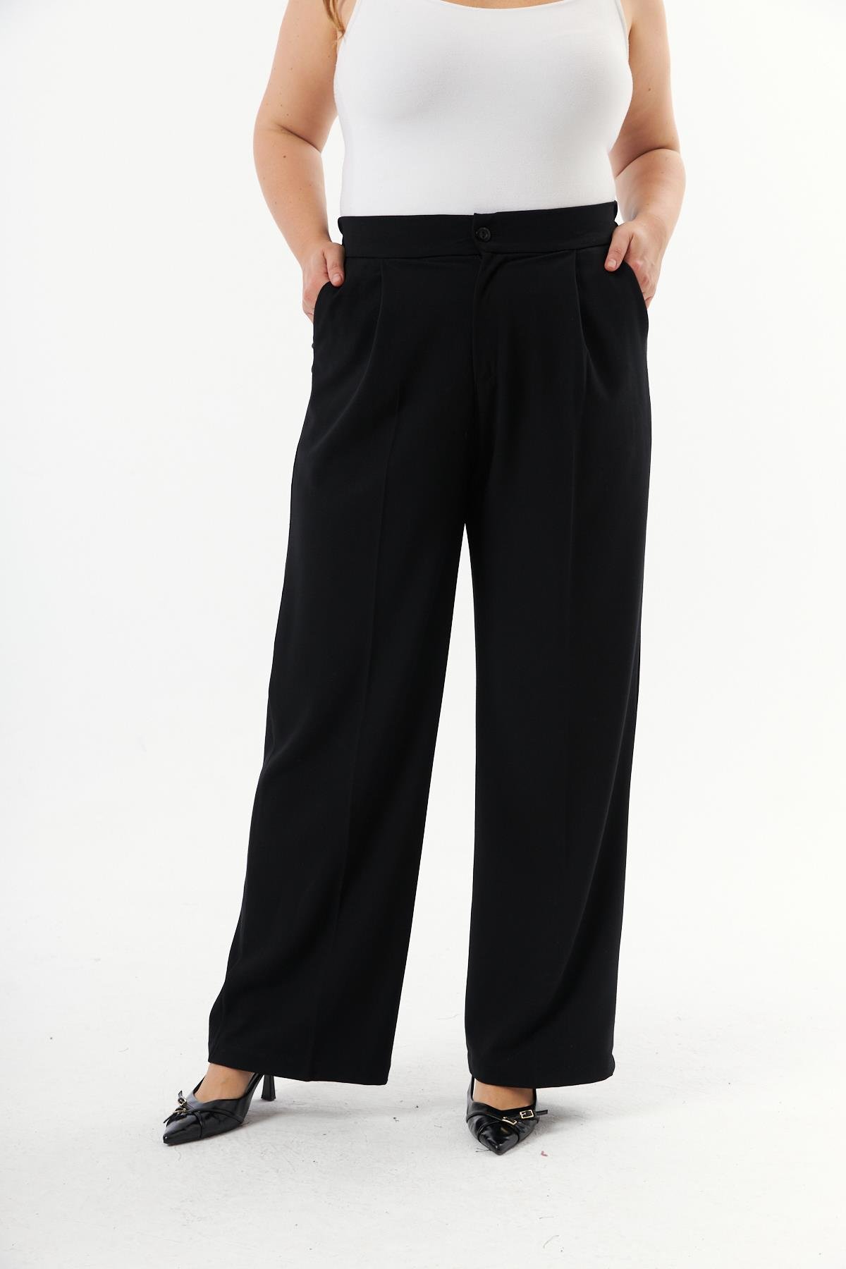 Büyük Beden Palazzo Pantolon Siyah