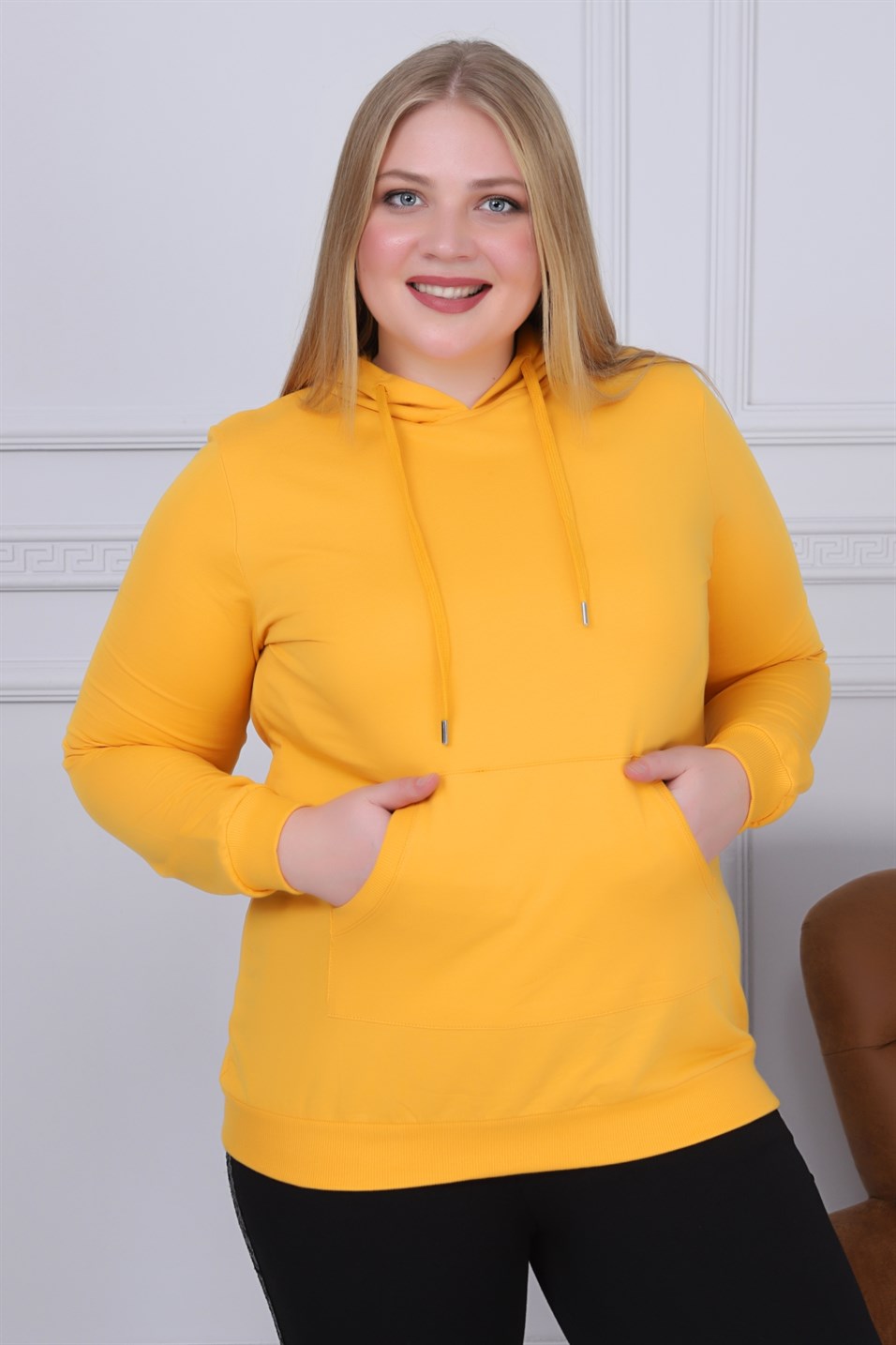 Büyük Beden Sweatshirt Sarı - RMG