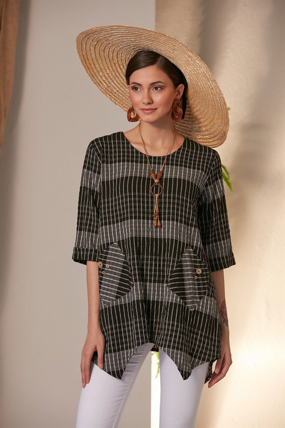 RMG Cep Detaylı Siyah Bluz