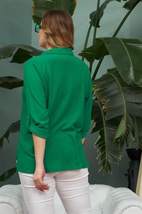 Rmg Bürümcük Kumaş Büyük Beden Yeşil Bluz