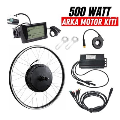 48 Volt Tel Jant 500 Watt Elektrikli Bisiklet Motor Dönüşüm Kiti - 135 mm Arka Teker Uyumlu