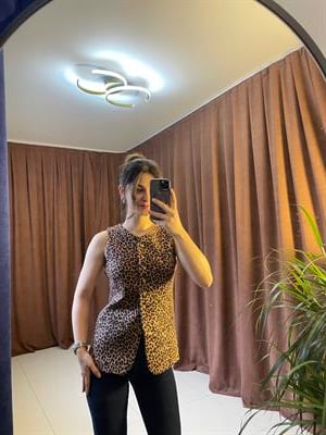 LEOPAR DESENLİ SÜET YELEK