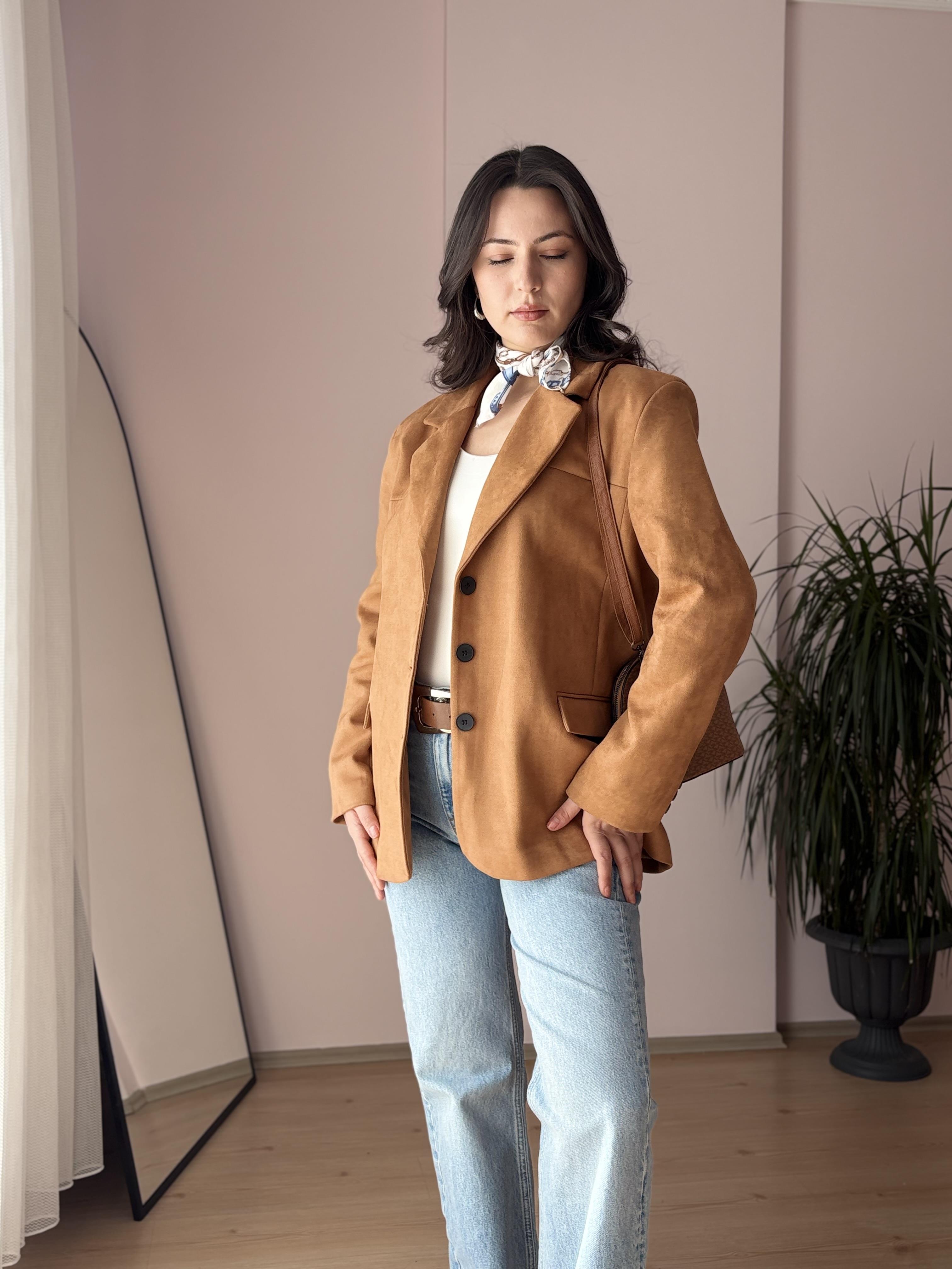 KAHVERENGİ SÜET BLAZER CEKET