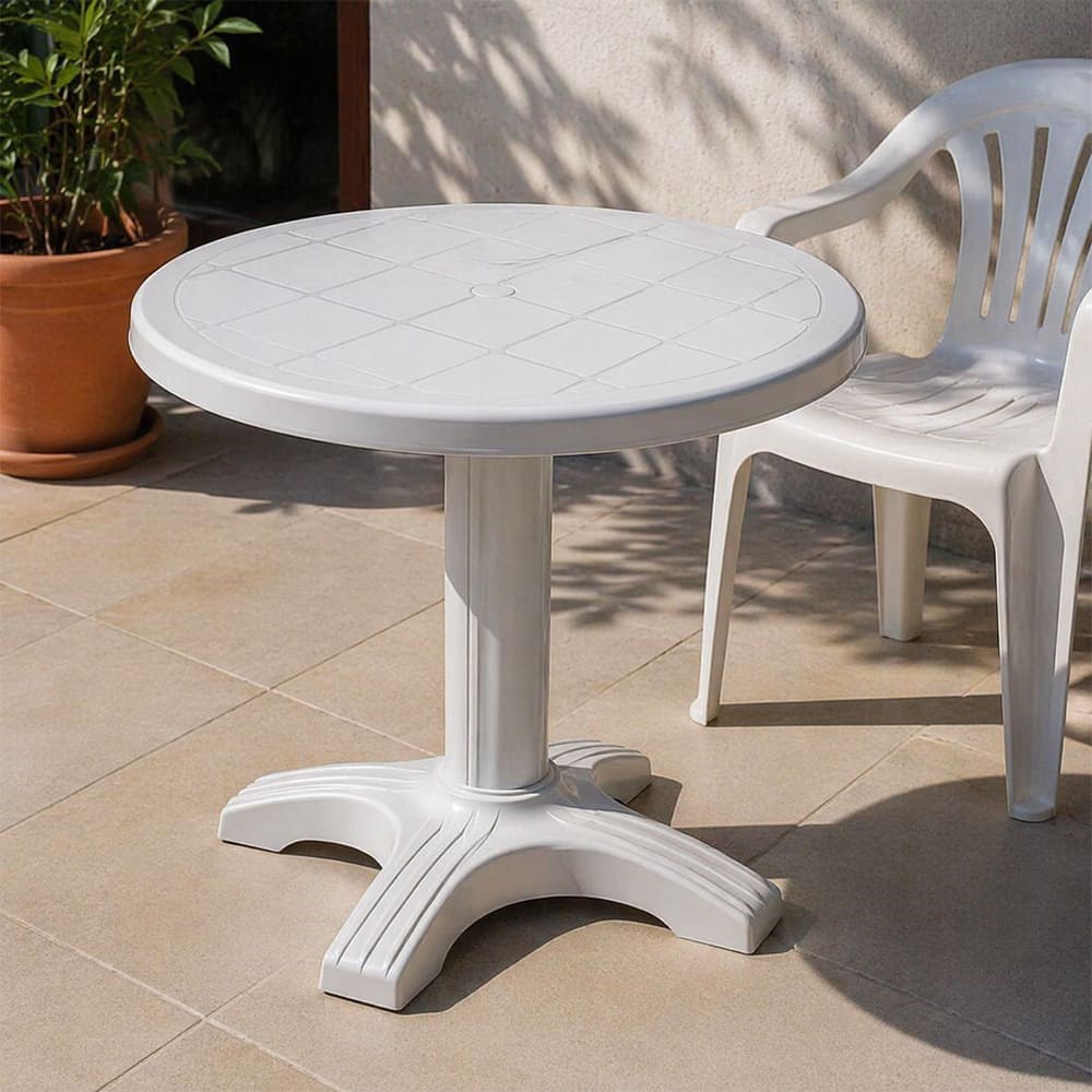 Alezy 2556 Yuvarlak Masa 80cm Beyaz