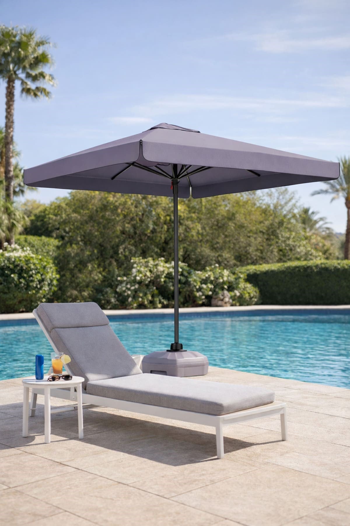 Alezy 307-S Antrasit Polyester Bahçe, Havuz, Plaj Şemsiyesi 200x200 / 8 Kare (50 Litre Bidonlu)