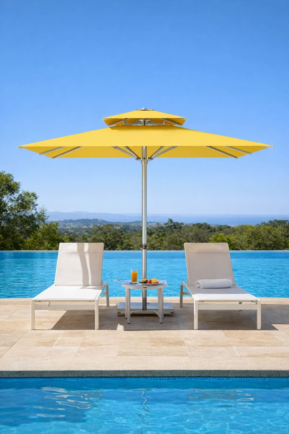 Alezy 352 Atlantis Polyester Bahçe, Havuz, Plaj Şemsiyesi 3x3 Metre (Mermerler Dahildir)