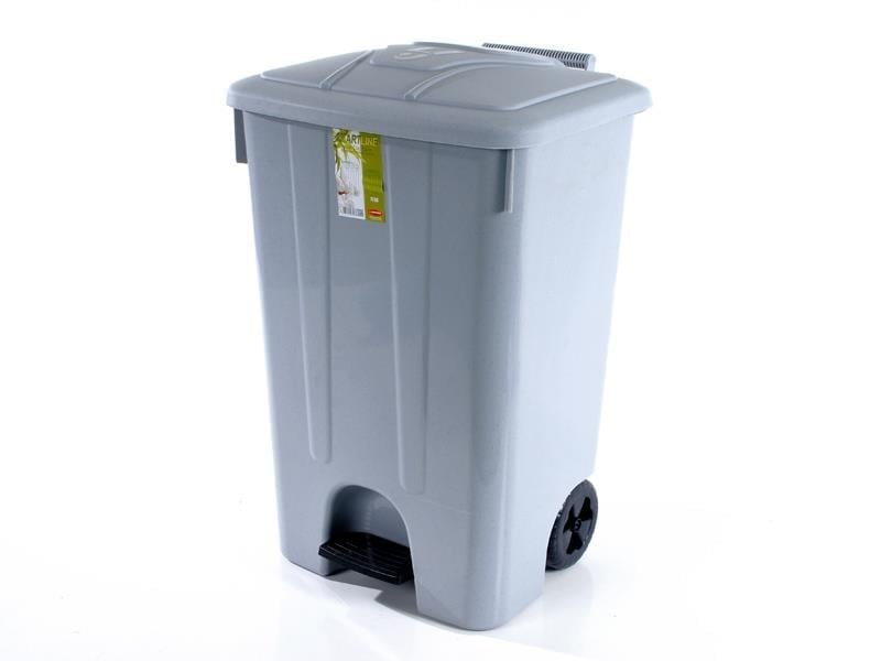 Alezy 4265 Tekerlekli Kapaklı Pedallı Çöp Kovası 85 Litre