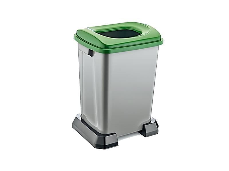 Alezy 4395 Geri Dönüşüm Çöp Kovası Kapaklı 50 Lt Plastik Gri