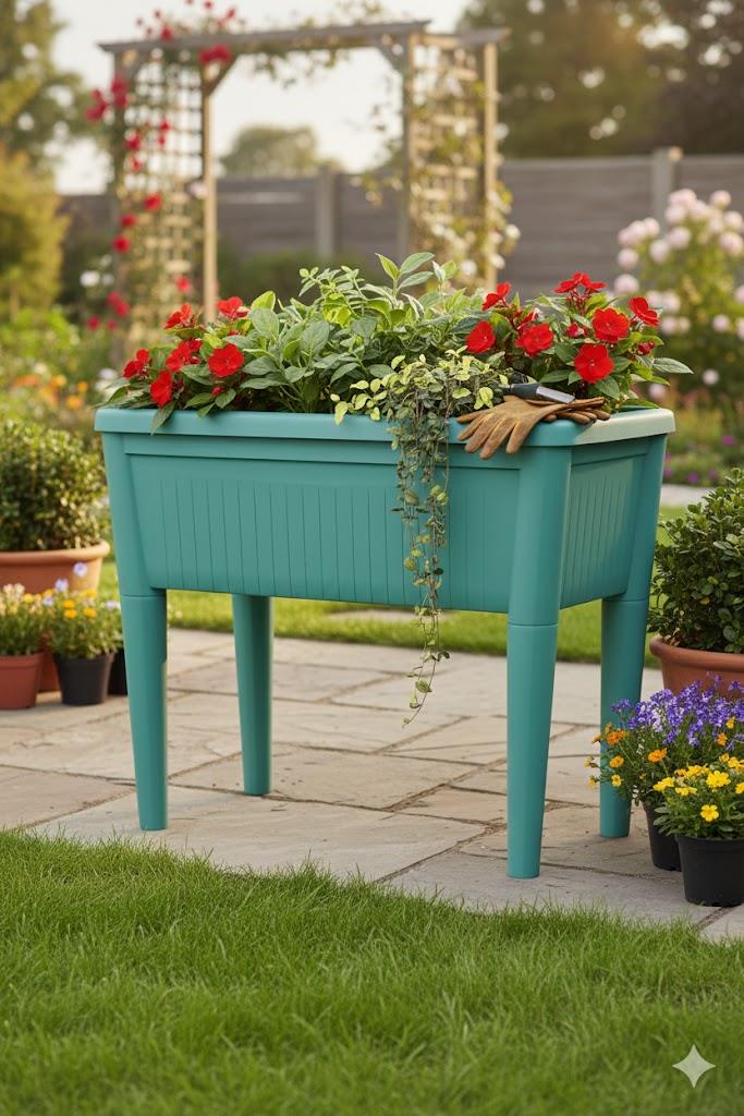 Alezy Ab01 Ayaklı Bahçe Saksısı 60 Li (38x77xcm)tre