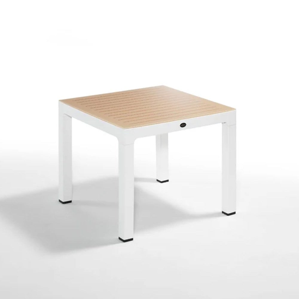 Alezy Wood Kare Çizgili Camlı Masa 90x90cm